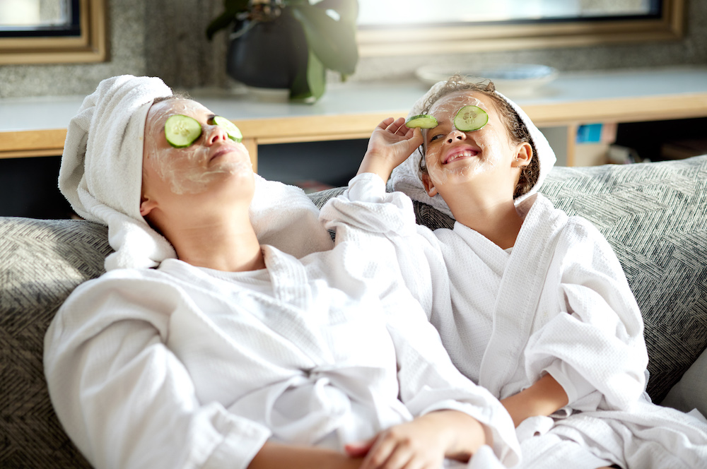 mother and daughter treating themselves to a spa day