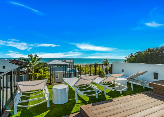 Rooftop view of the beach from vacation rental home